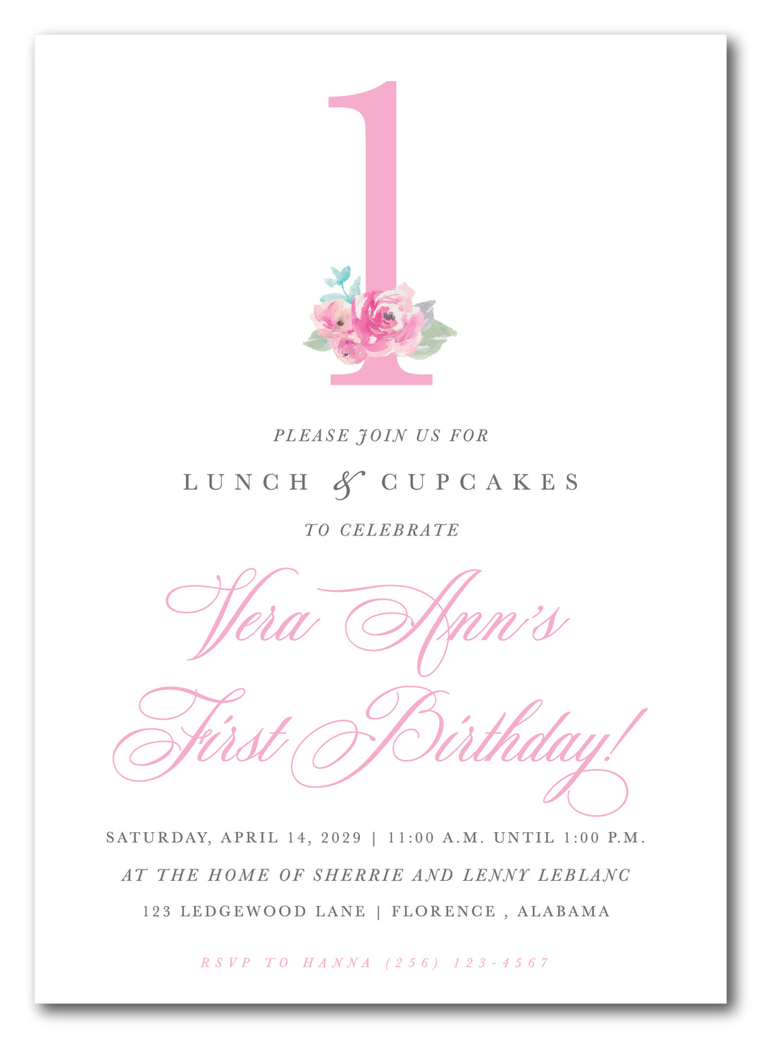 The Floral Number II Birthday Party Invitation