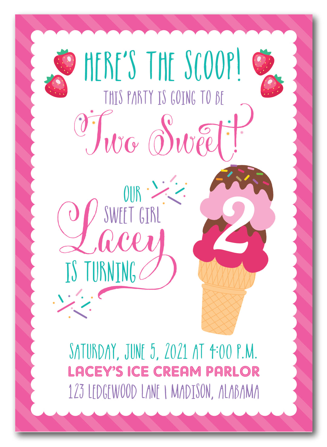 The Ice Cream V Birthday Party Invitation
