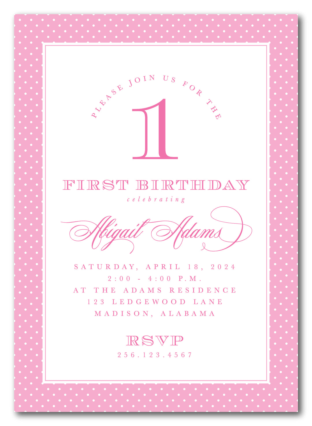 The Pink Dot Birthday Party Invitation