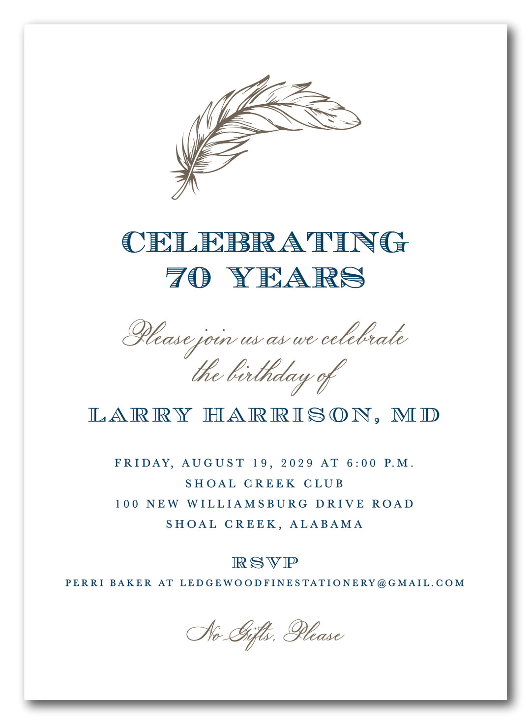 The Feather Birthday Party Invitation