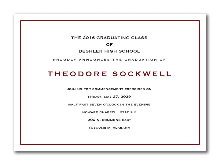 The Theodore Graduation Announcement