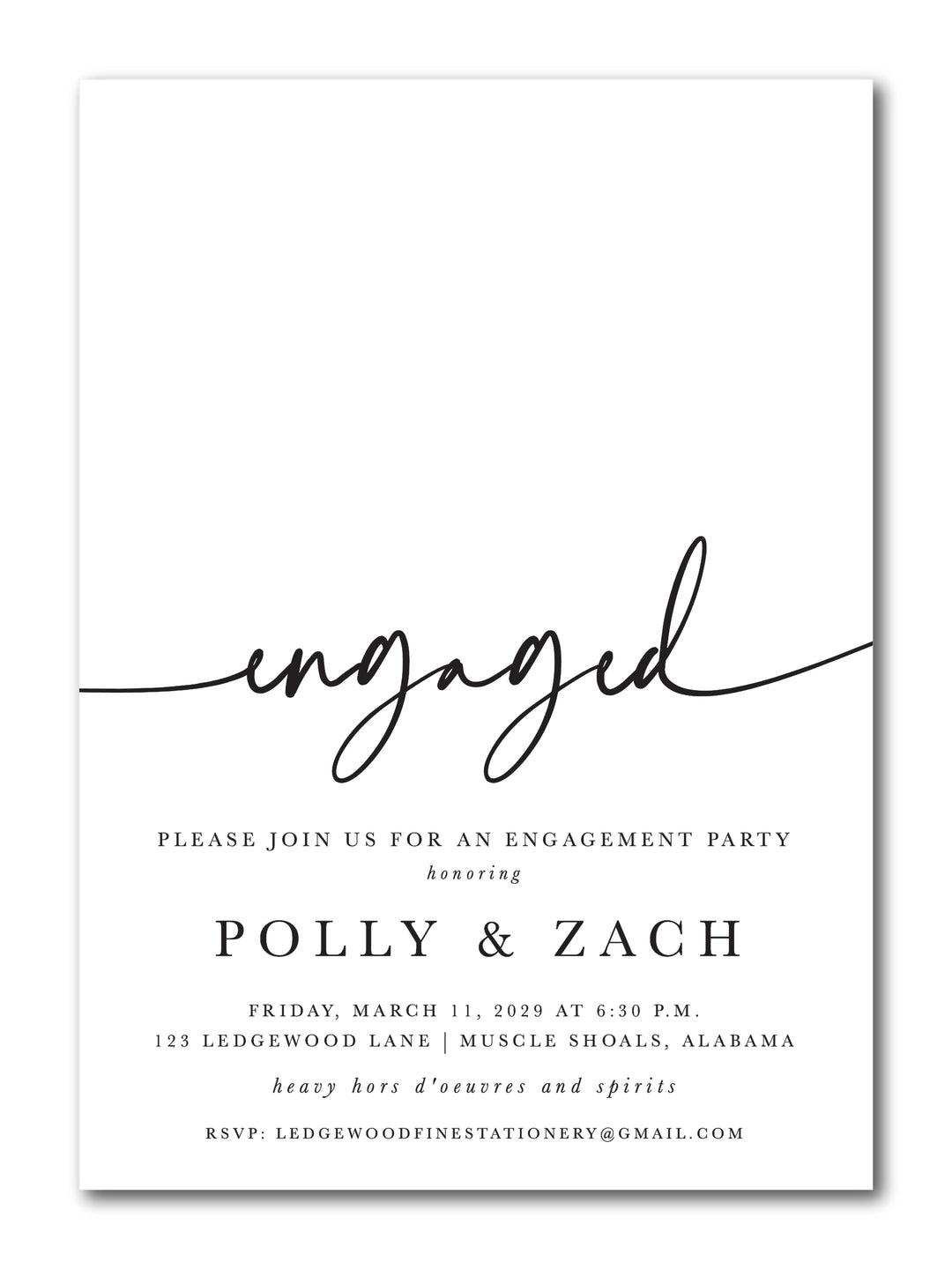 The Horizontal Block Initial Engagement Party Invitation