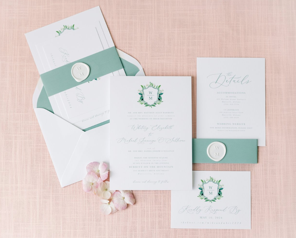 Ledgewood-Fine-Stationery-Wedding-Invitations-Green-Floral