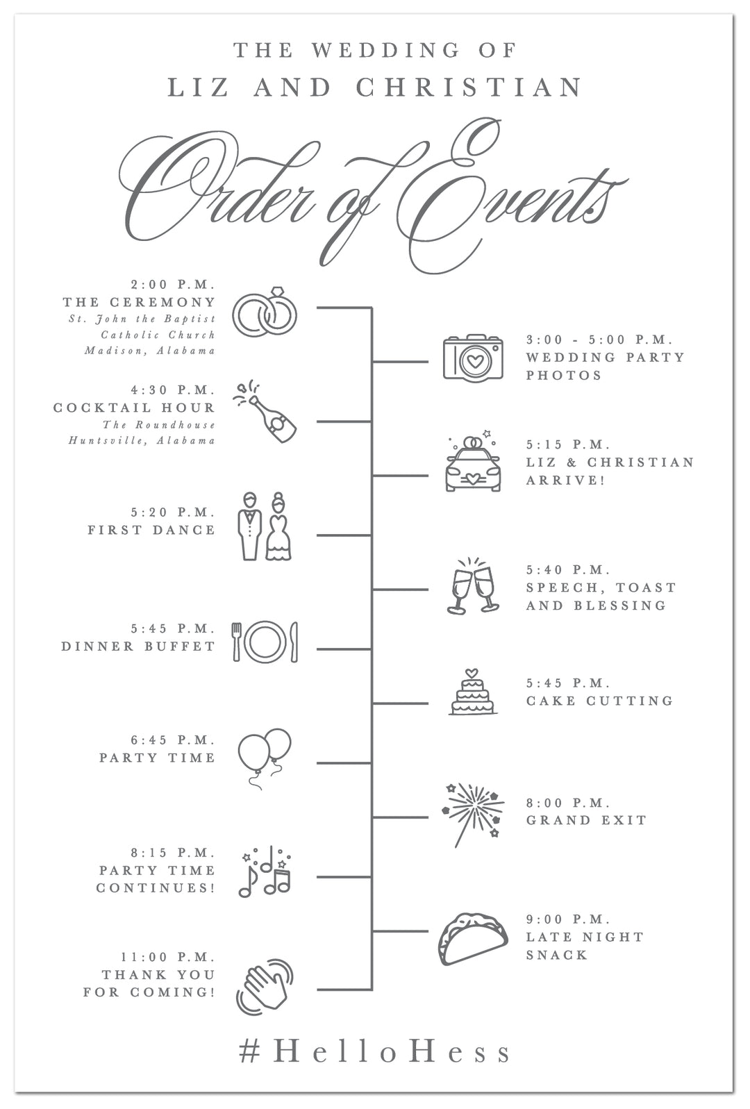 The Elizabeth Order of Events Sign
