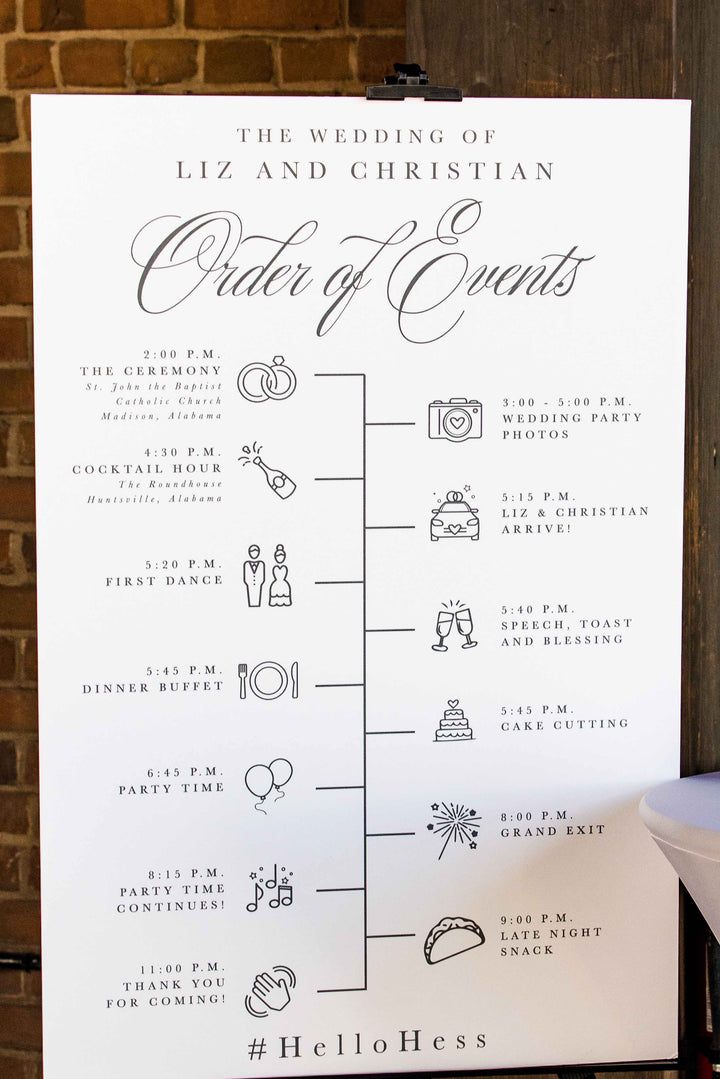 The Elizabeth Order of Events Sign