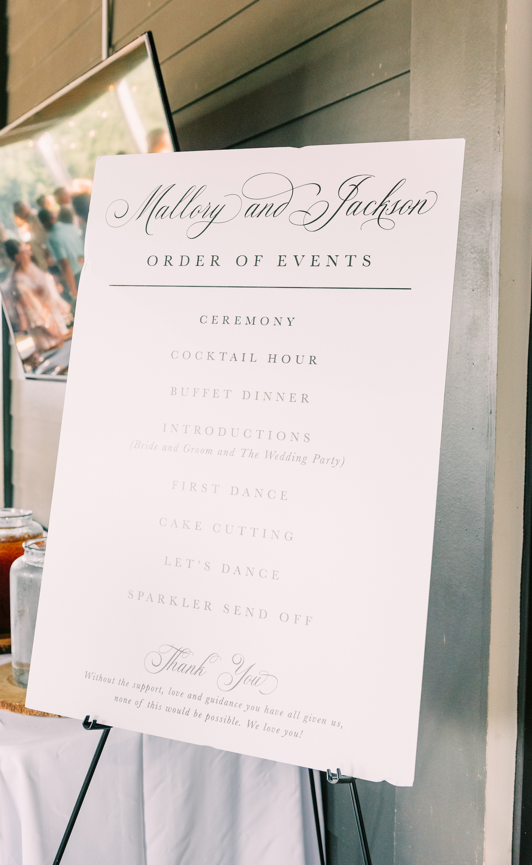 Match My Suite Order of Events Sign