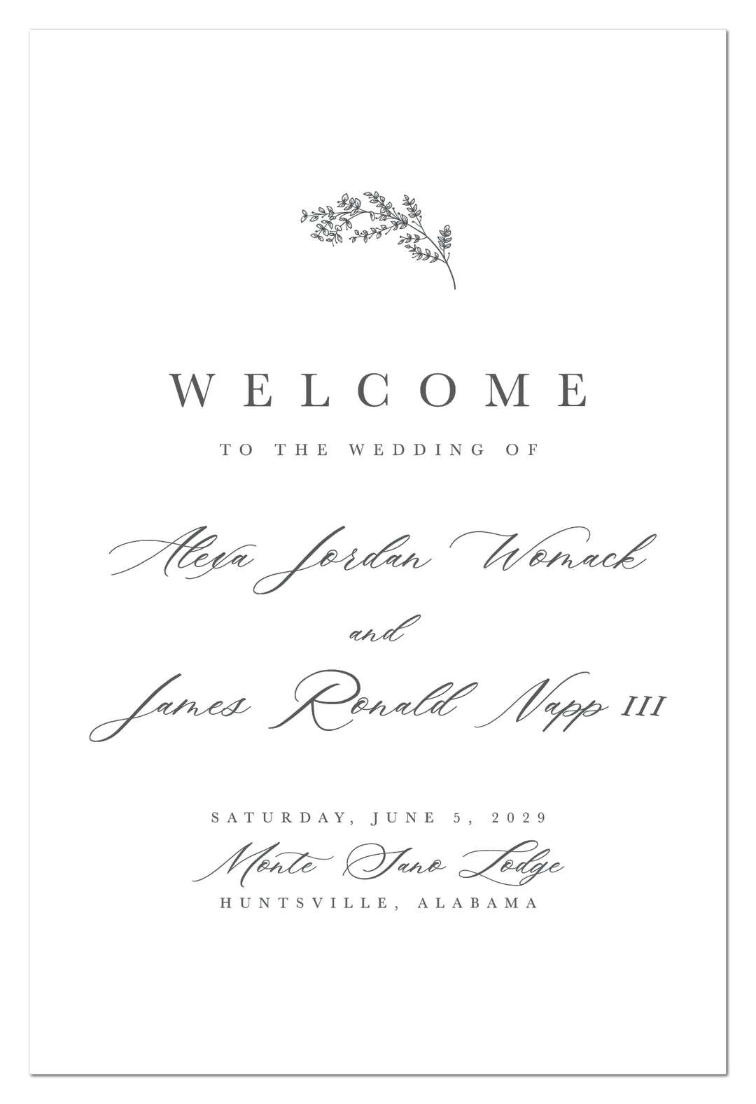 The James Rehearsal Dinner Welcome Sign
