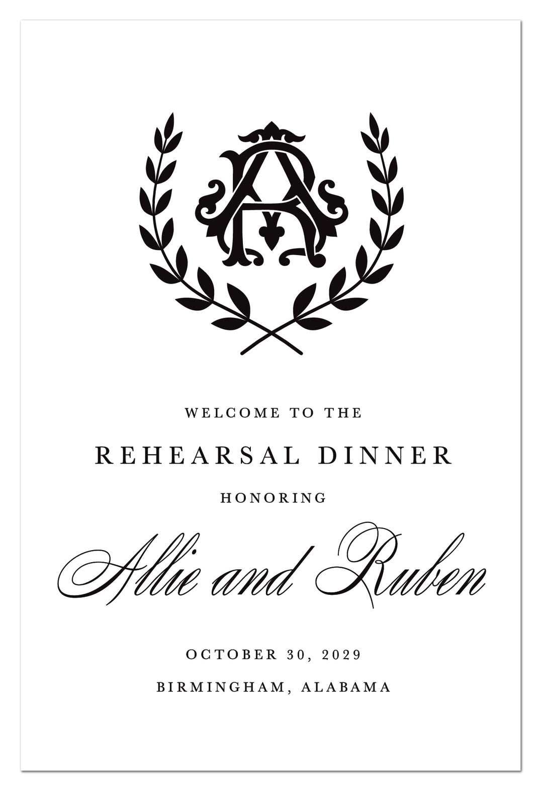 The Ruben Rehearsal Dinner Welcome Sign