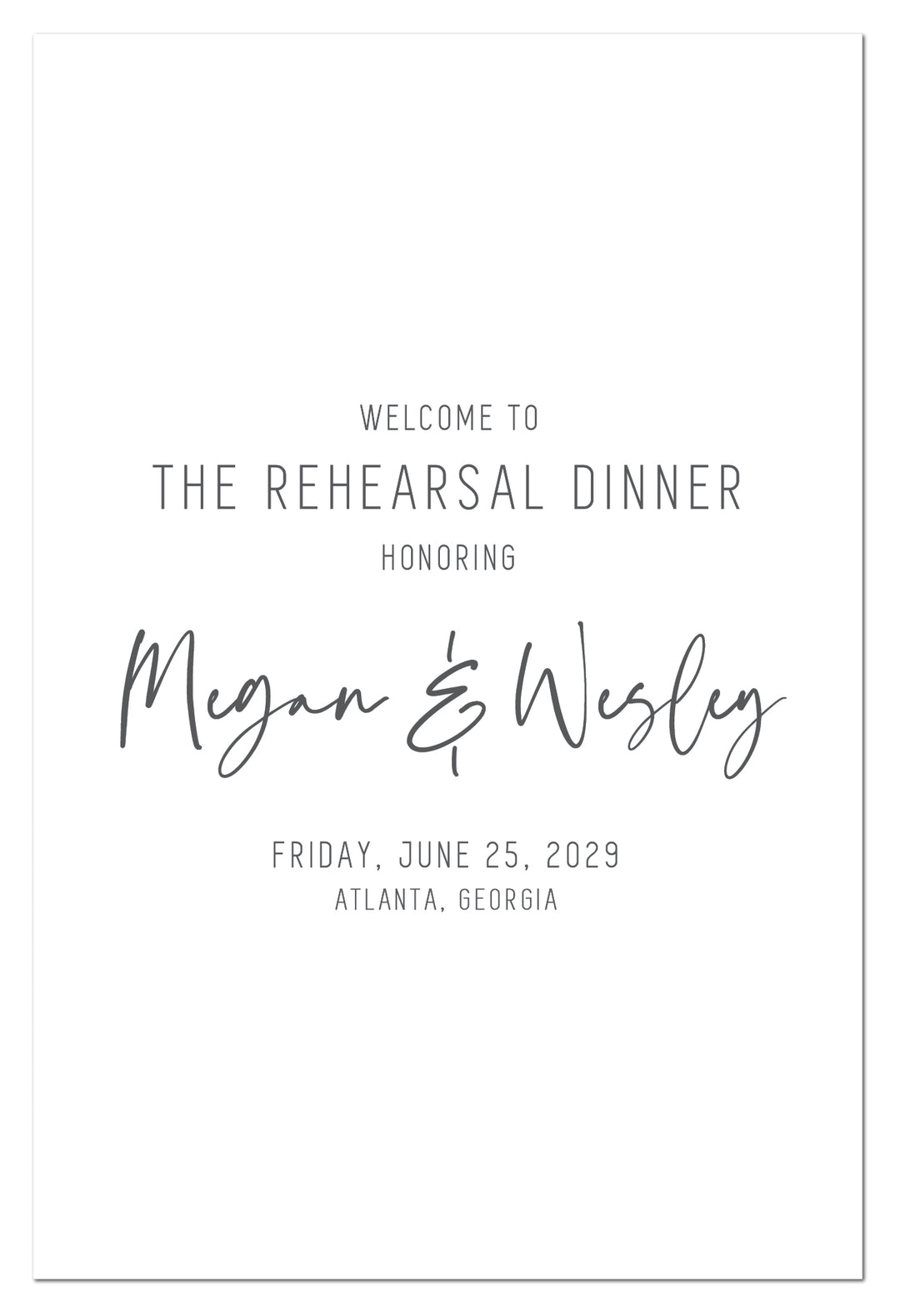 The Wesley Rehearsal Dinner Welcome Sign