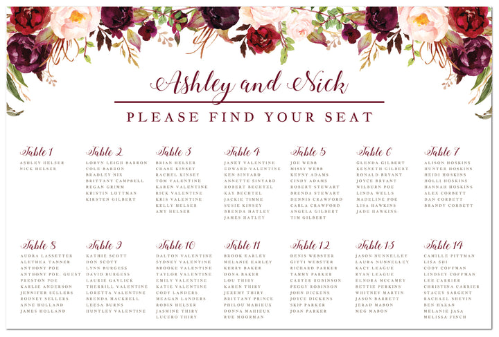 The Ashley Seating Chart