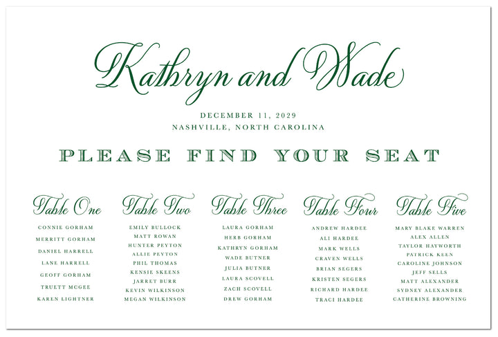 The Kathryn Seating Chart