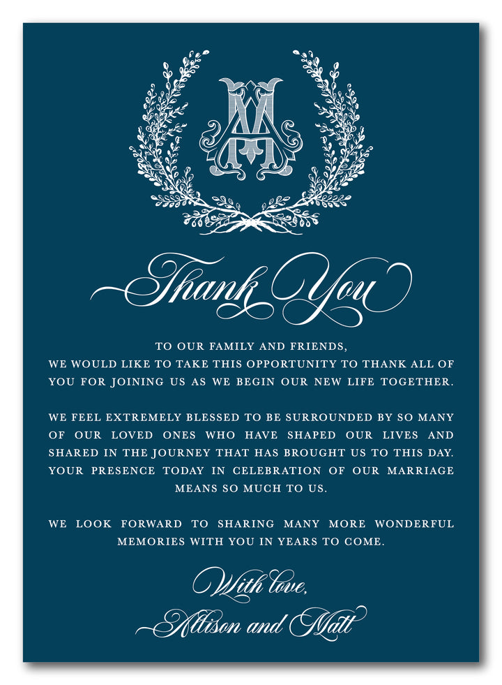 The Allison Thank You Place Setting Card