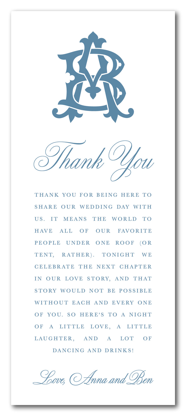 The Anna Thank You Place Setting Card