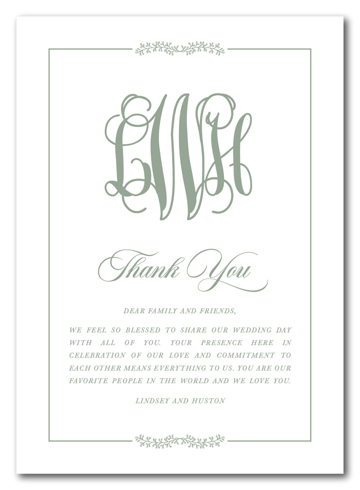 The Lindsey Thank You Place Setting Card