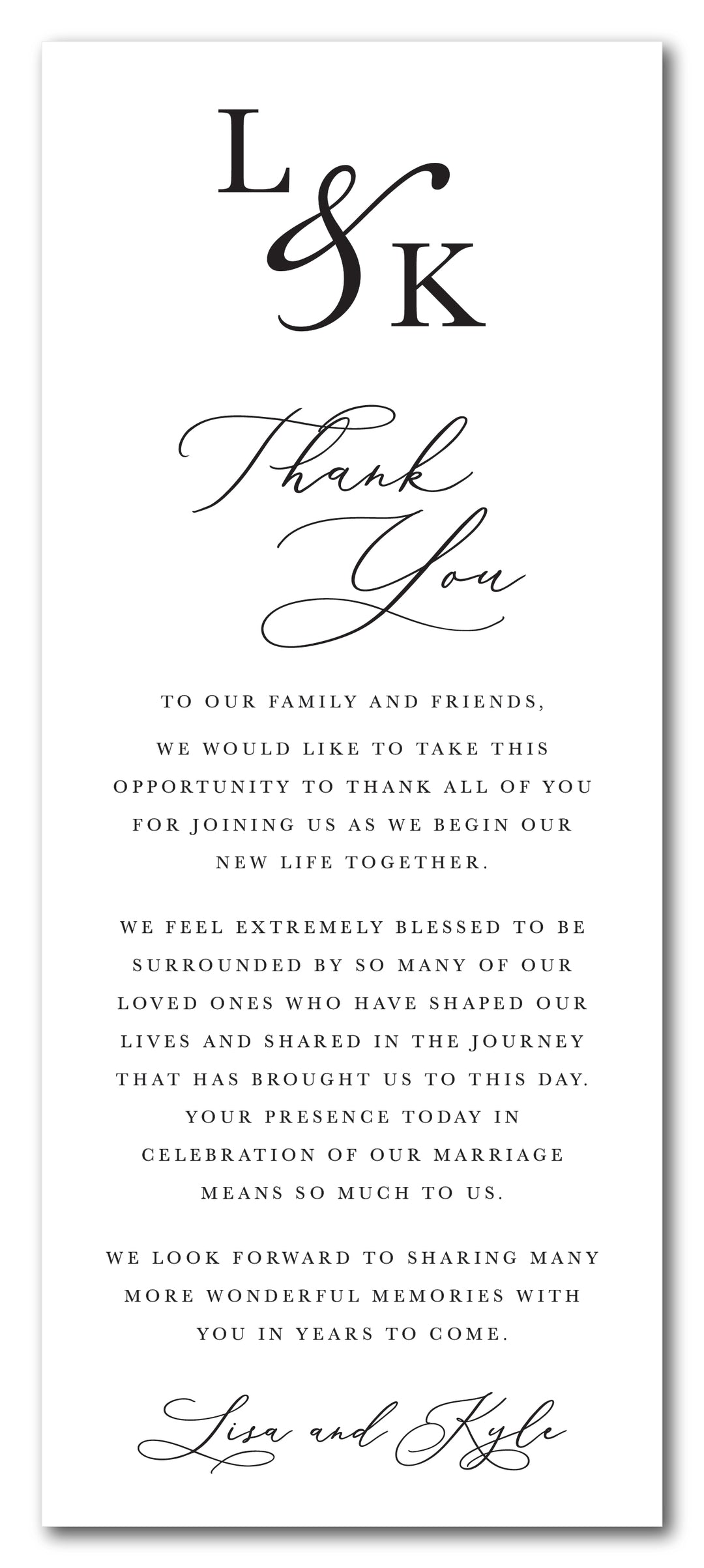 The Lisa Thank You Place Setting Card