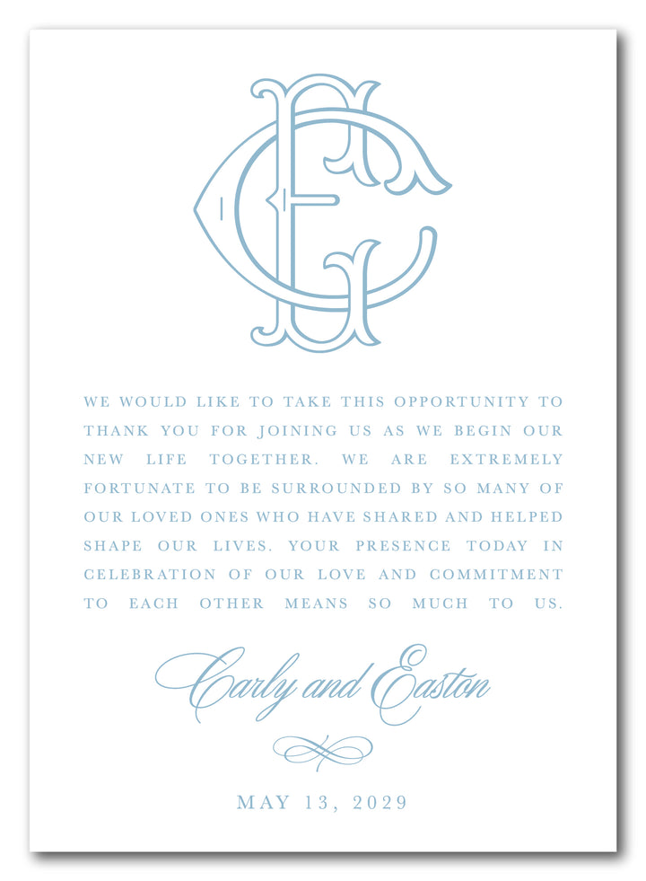 The Carly Thank You Place Setting Card