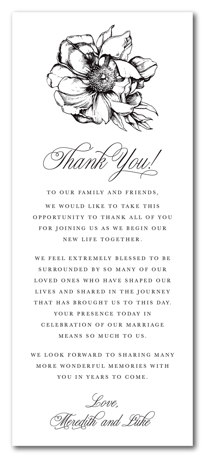 The Meredith Thank You Place Setting Card