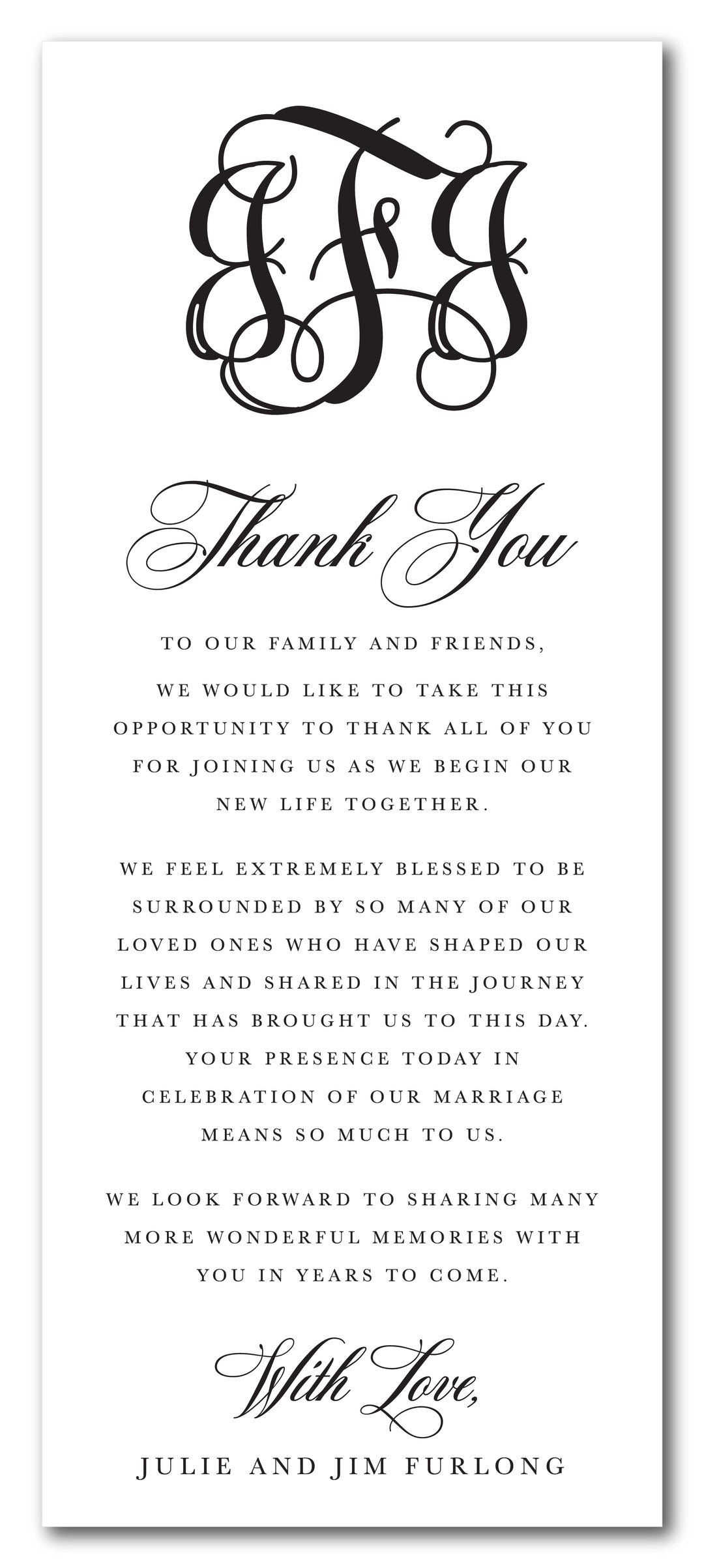 The Julie Thank You Place Setting Card