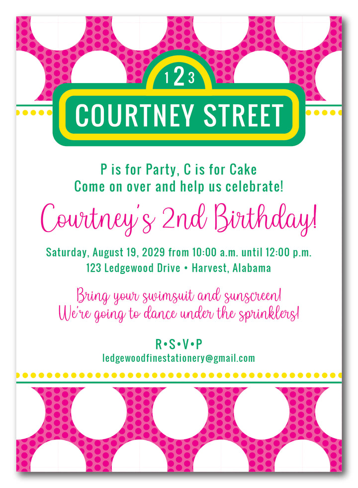 The 1 2 3 Street Birthday Party Invitation