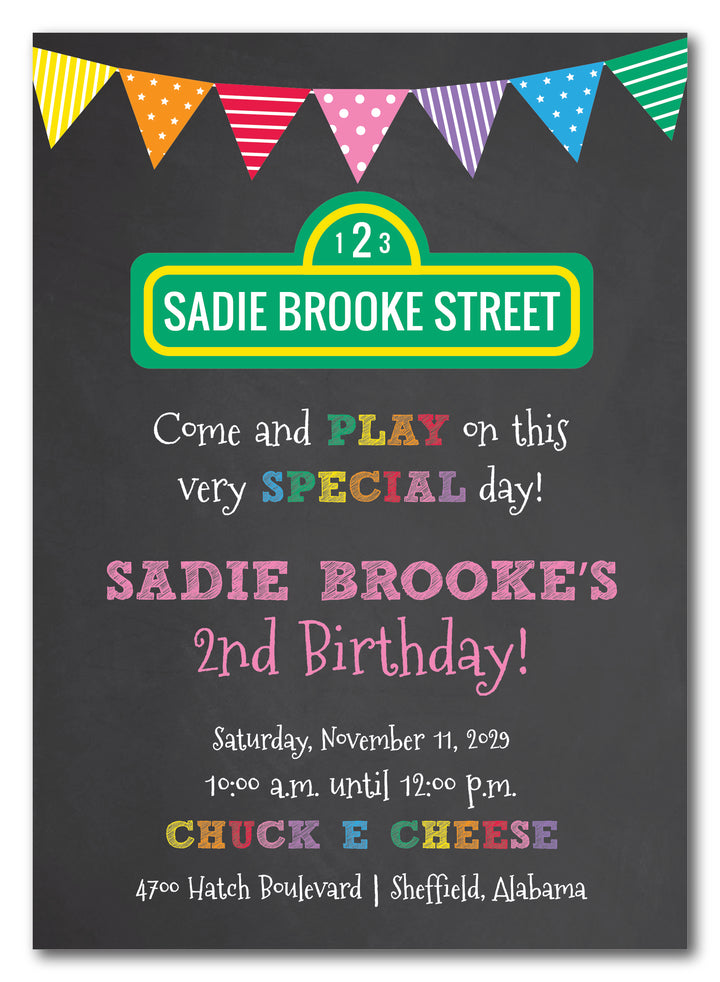The 1 2 3 Street III Birthday Party Invitation