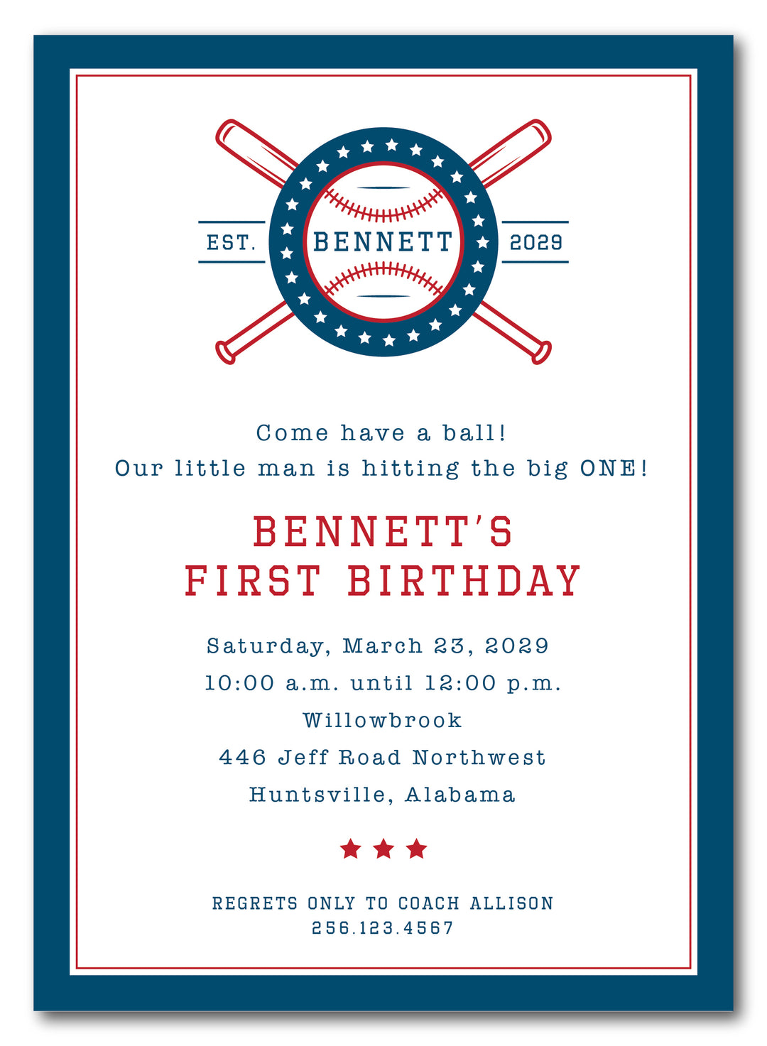 The Baseball Birthday Party Invitation