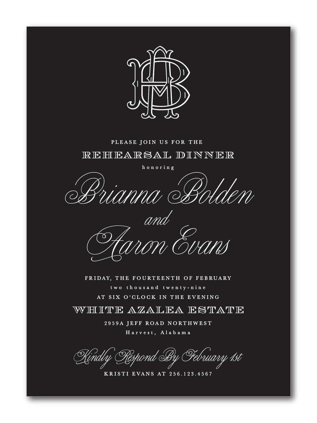 The Brianna Rehearsal Dinner Invitation