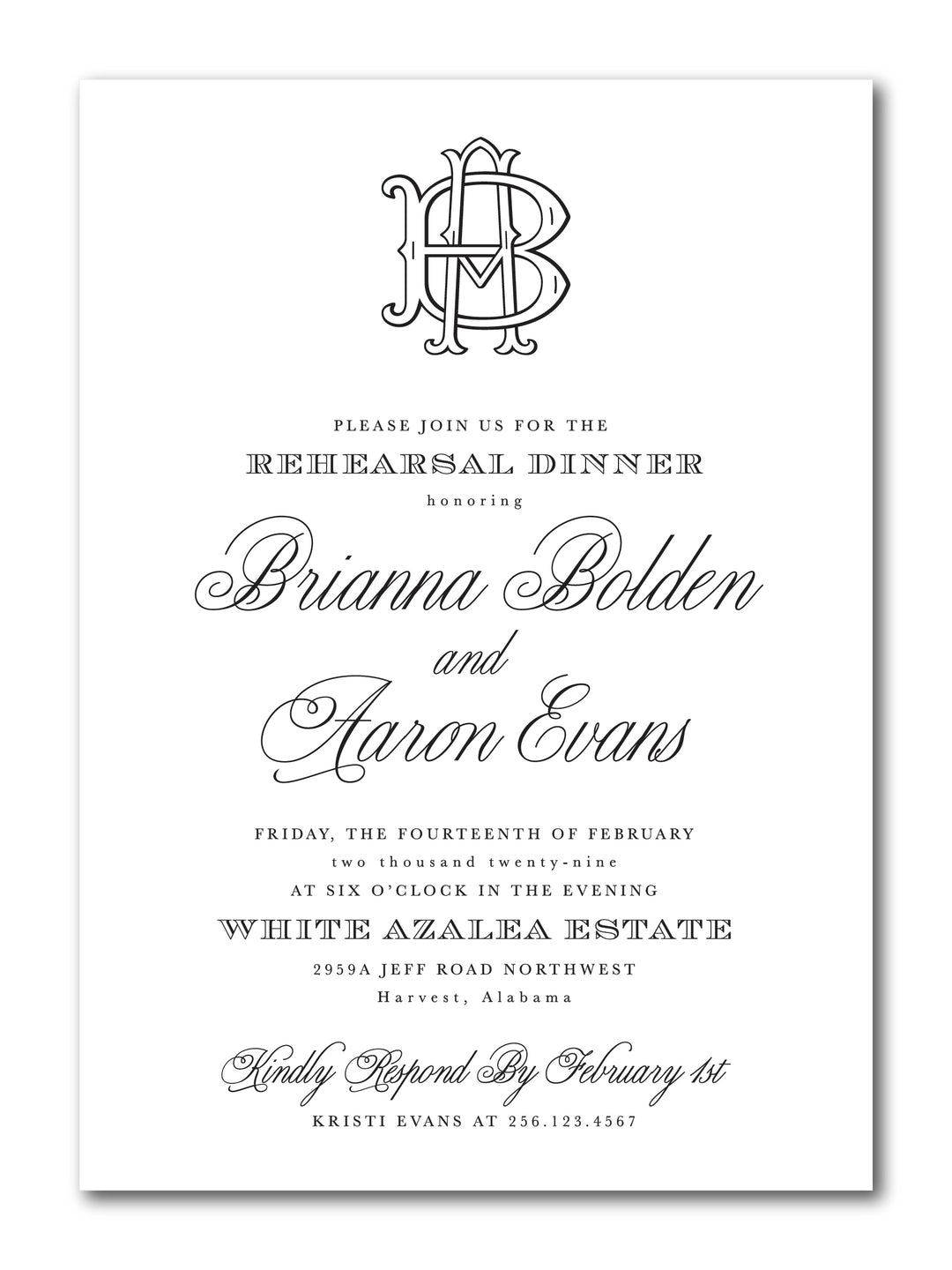 The Brianna Rehearsal Dinner Invitation