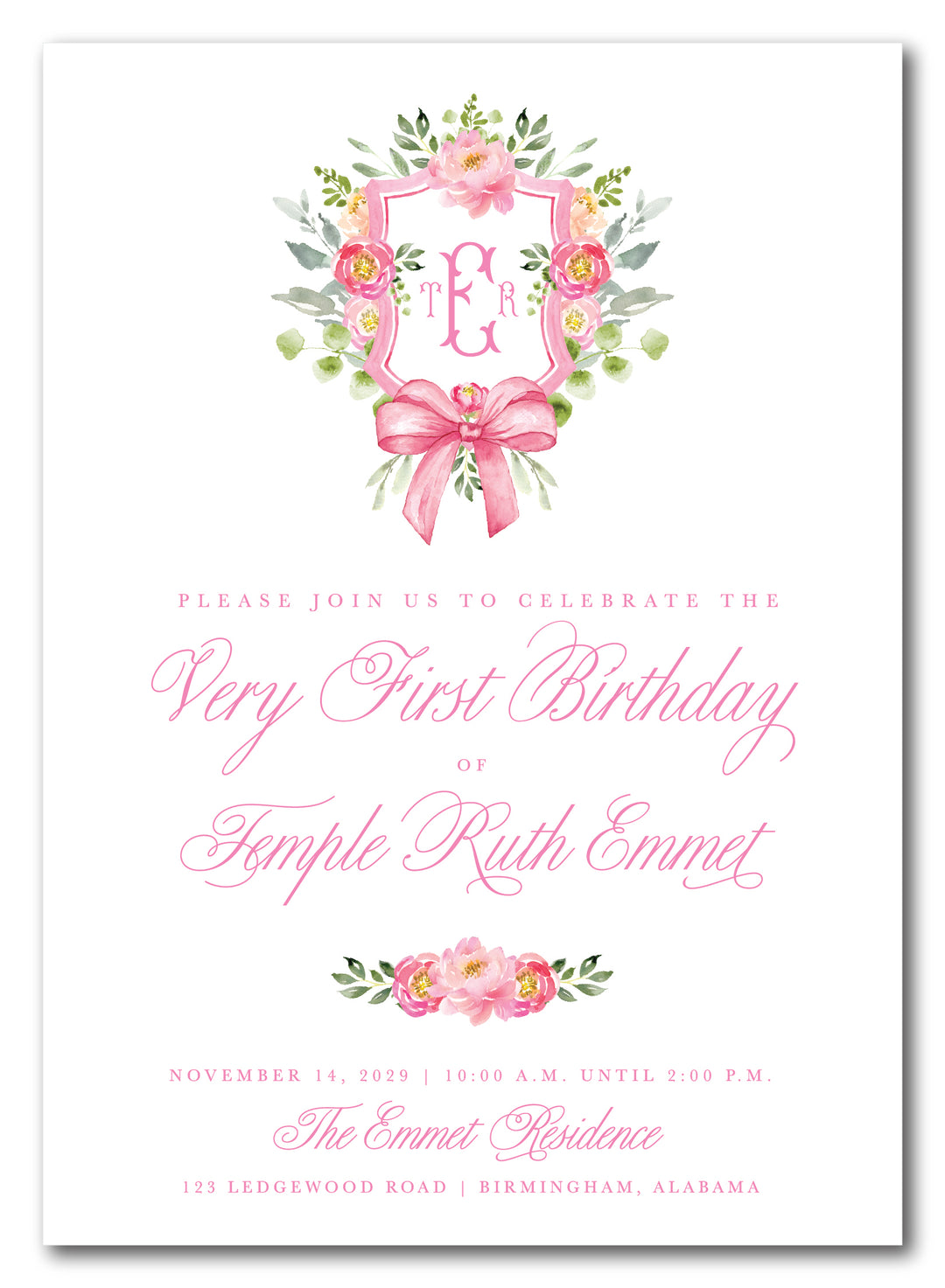 The Floral Crest Birthday Party Invitation