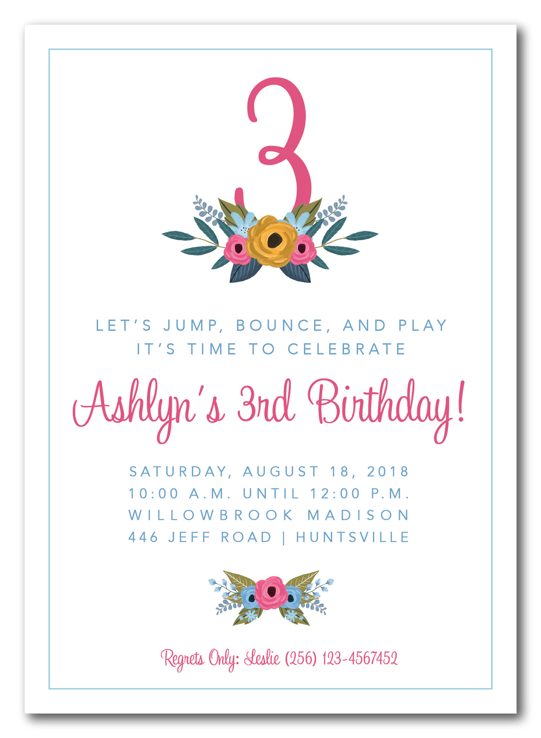 The Floral Number IV Birthday Party Invitation