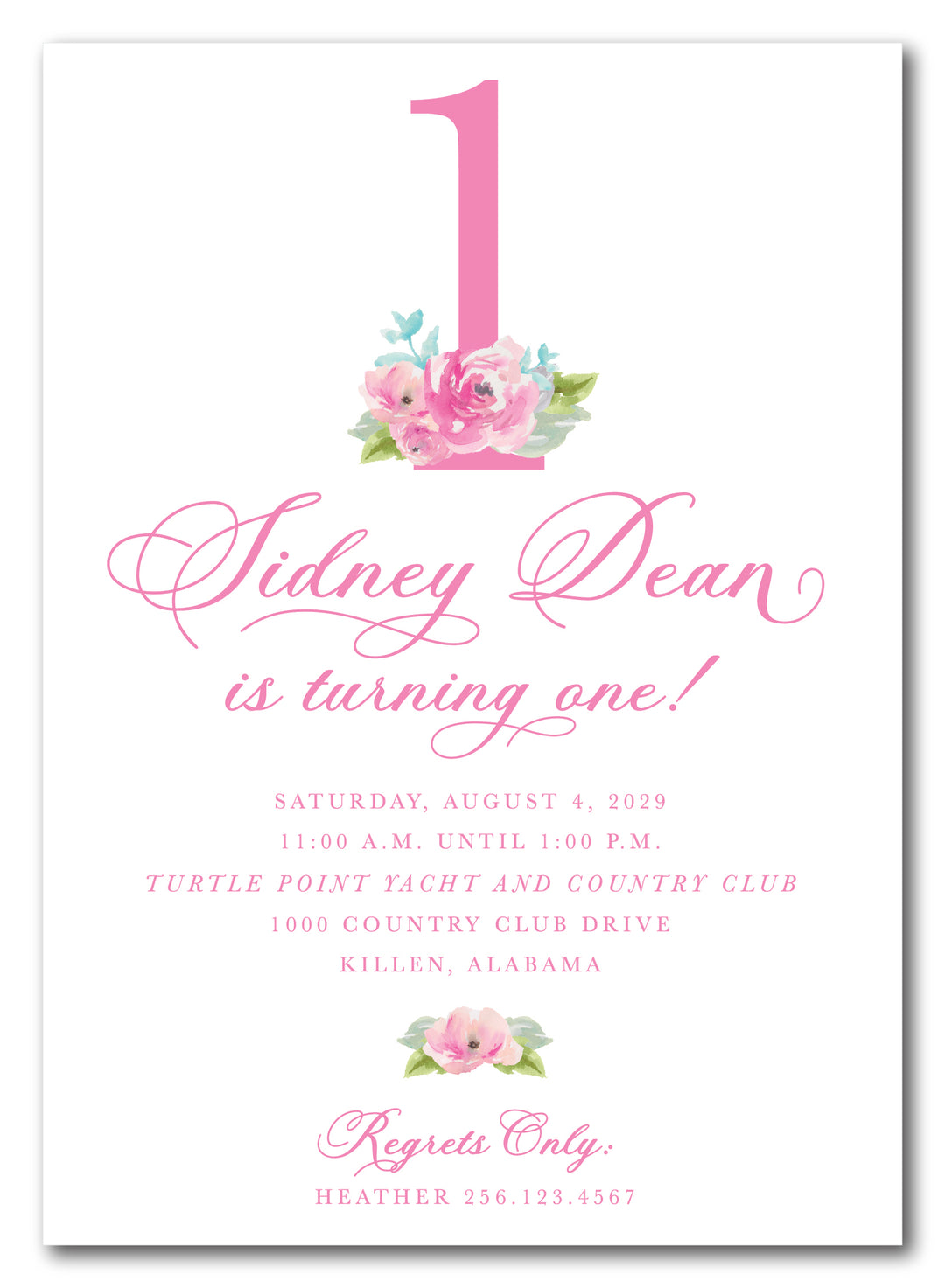 The Floral Number Birthday Party Invitation