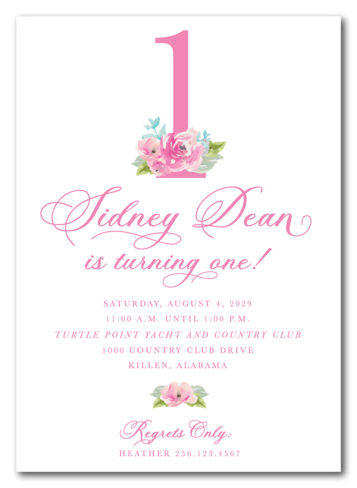 The Floral Number Birthday Party Invitation