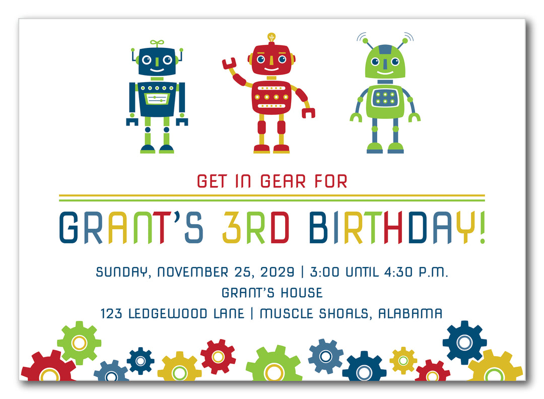 The Robot Birthday Party Invitation