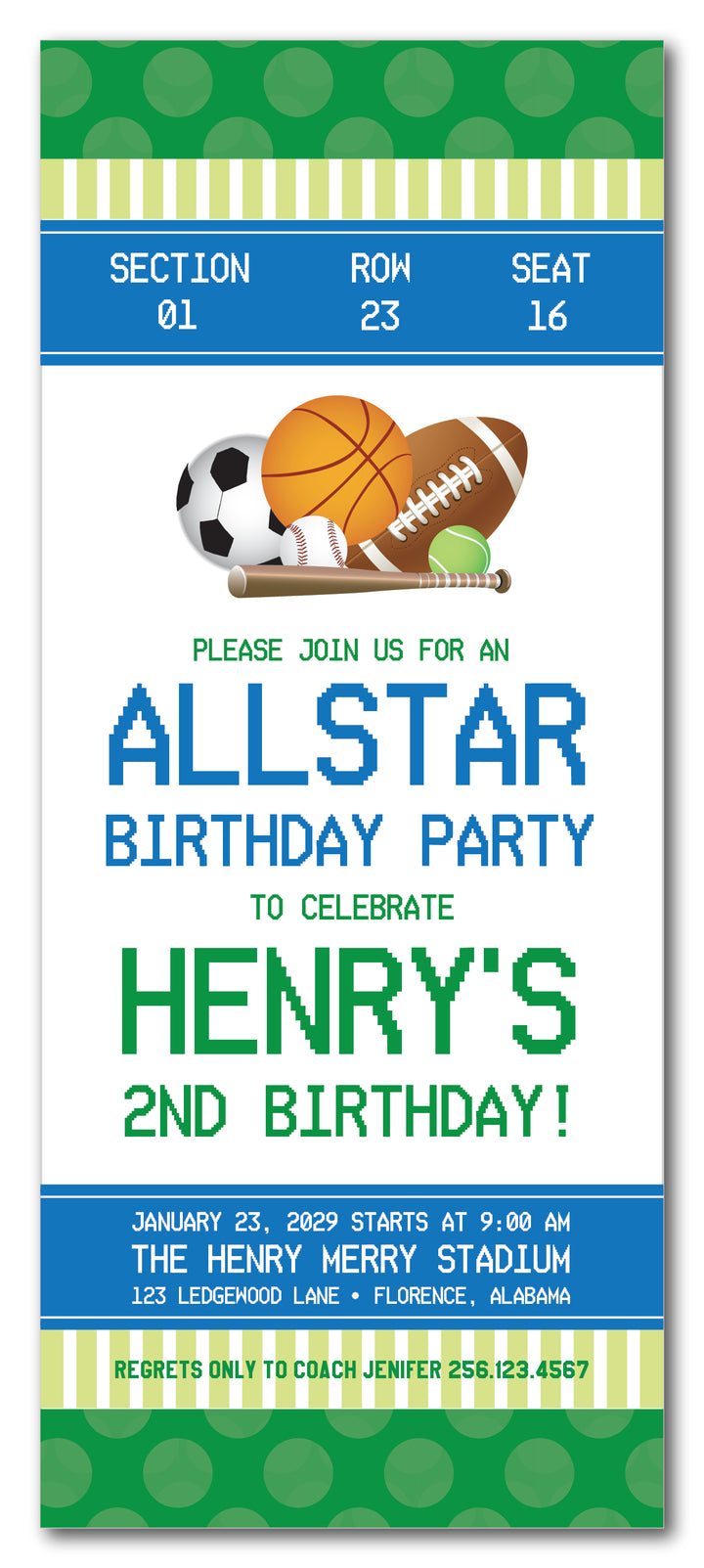 The Sports II Birthday Party Invitation