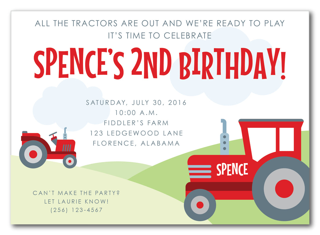 The Tractor Birthday Party Invitation