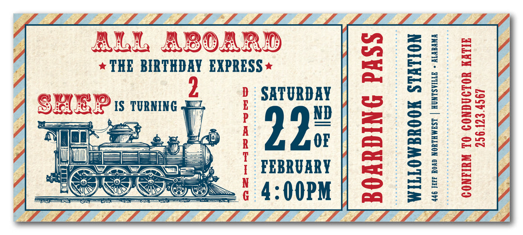 The Train II Birthday Party Invitation